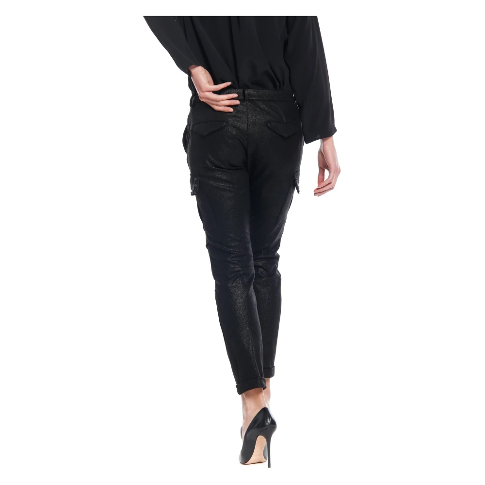Mason's Chili City Woman Cargo Pants met studs in Lurex Jersey Curvy Black Dames