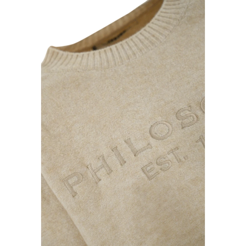 Philosophy di Lorenzo Serafini Logo Geborduurde Trui Ivoor Beige Dames