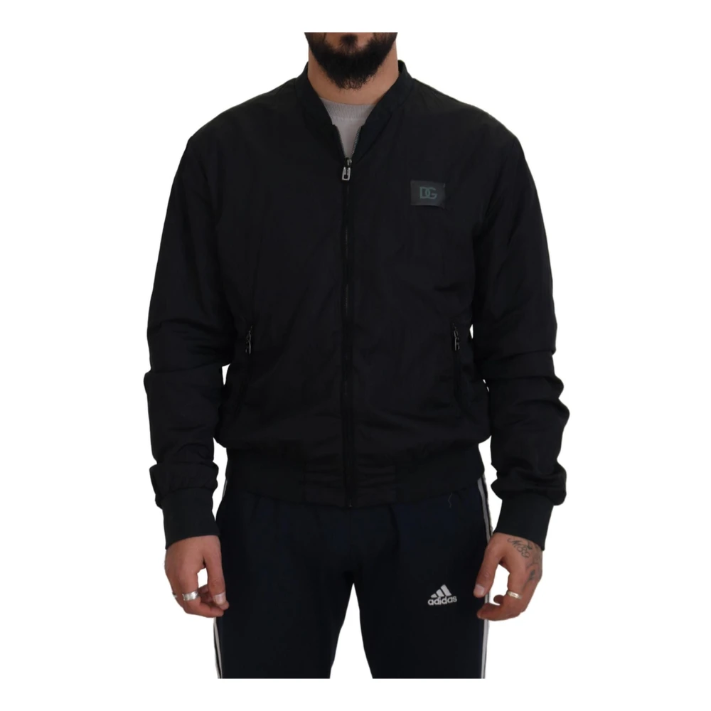 Dolce & Gabbana Men's Black Logo Details Bomber Jacket