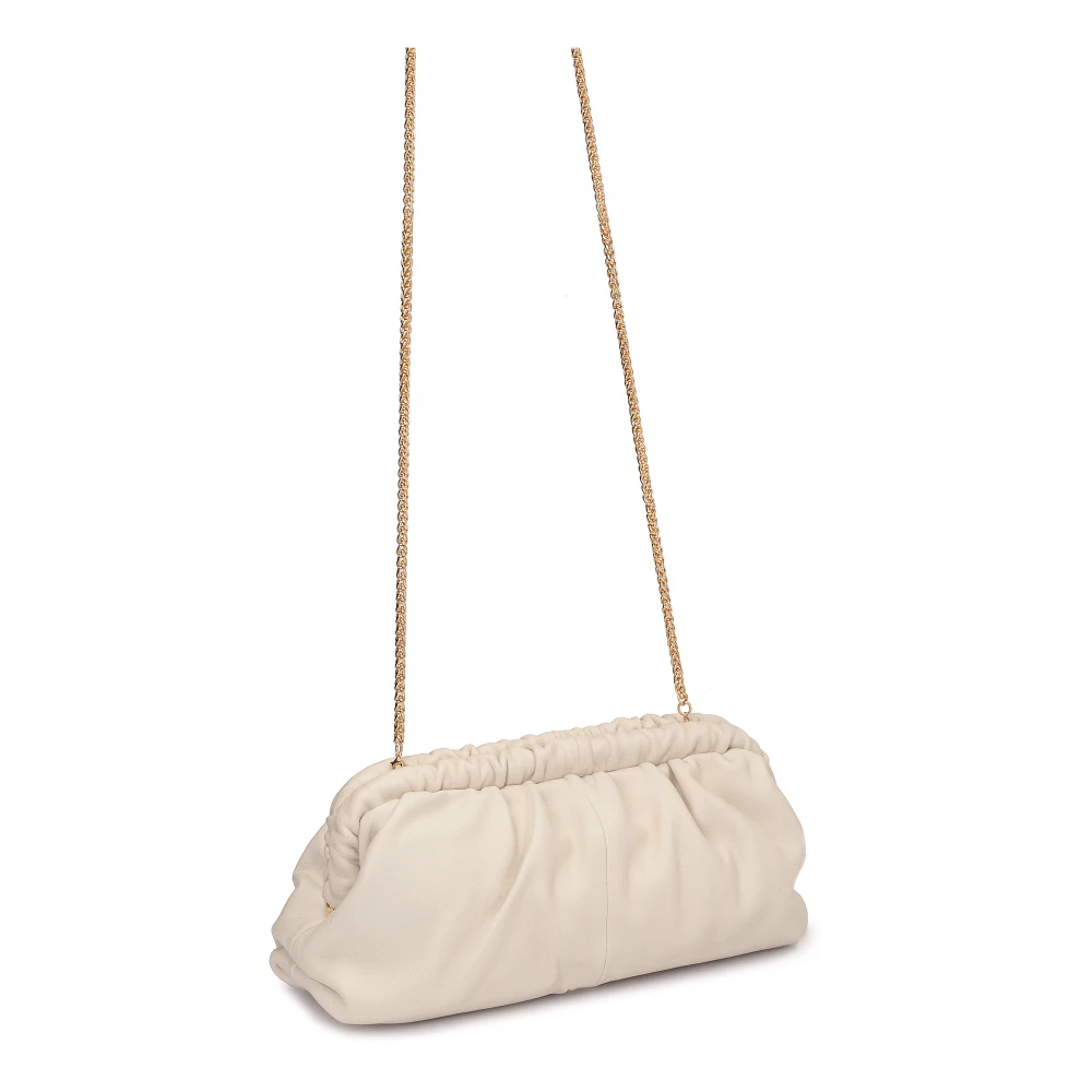 Kazar Leren tas met metalen frame Beige Dames