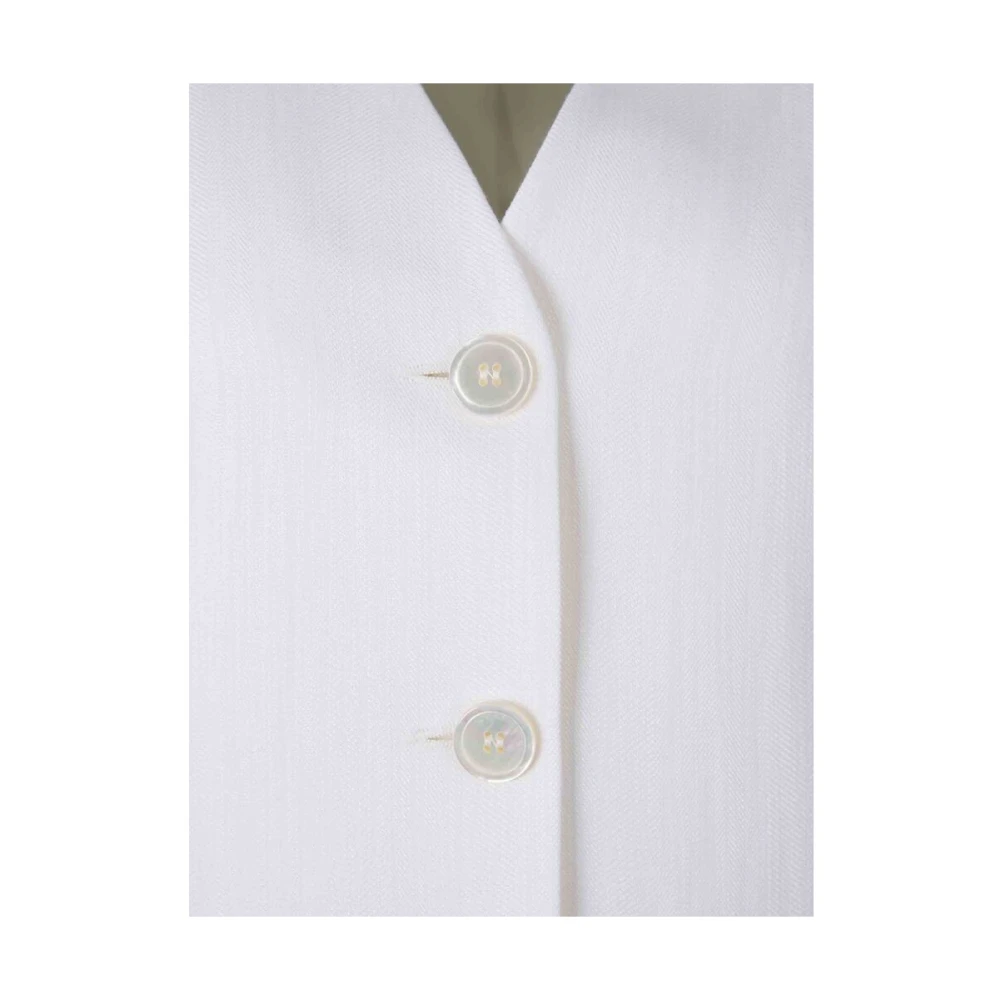 PESERICO Witte V-hals vest met zakken White Dames