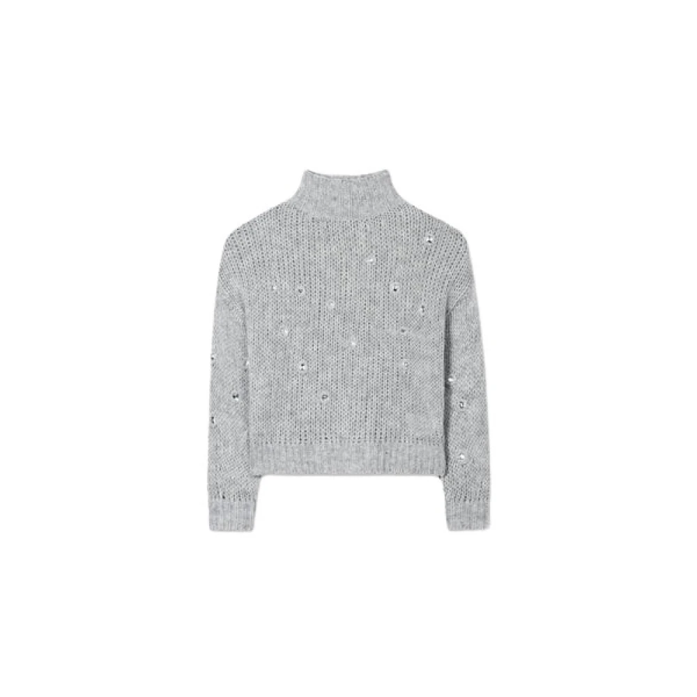 LUISA CERANO Glitter Turtleneck Wollen Trui Gray Dames