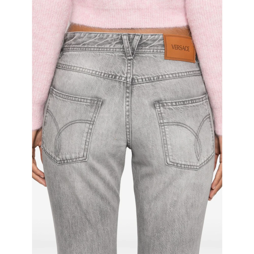 Versace Grijze Crop Flare Jeans Vrouwen Gray Dames
