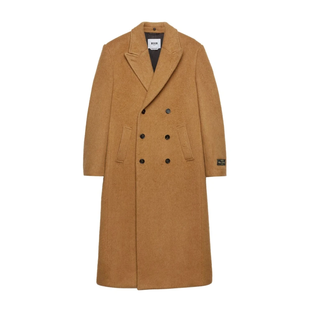 Msgm Kameel Double-Breasted Jas Brown Heren