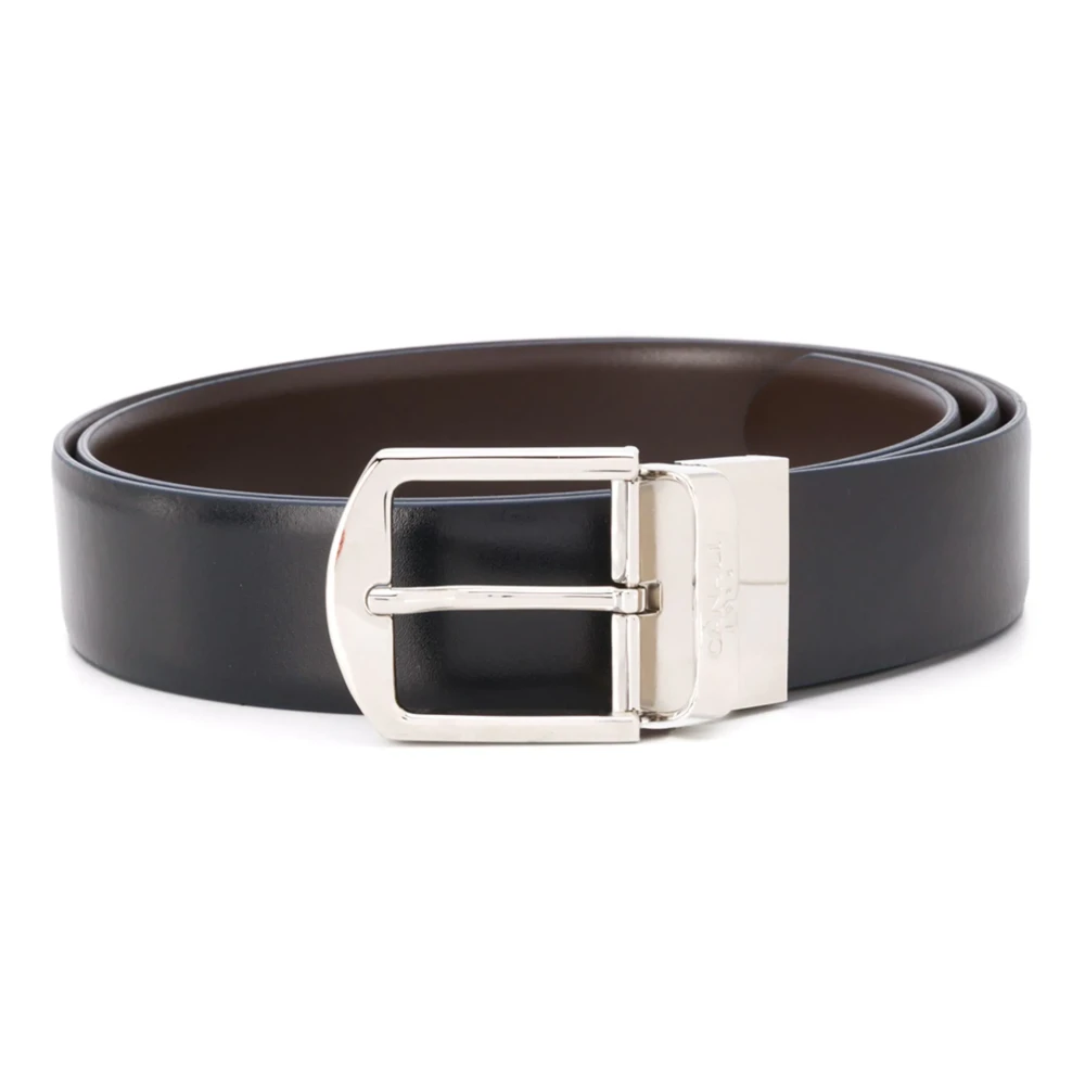 Canali Italiaanse Leren Riem voor Stijlvolle Look Black Heren