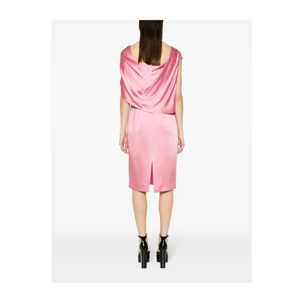 Givenchy Asymmetrische Jurk met Gedrapeerde Rug Pink Dames