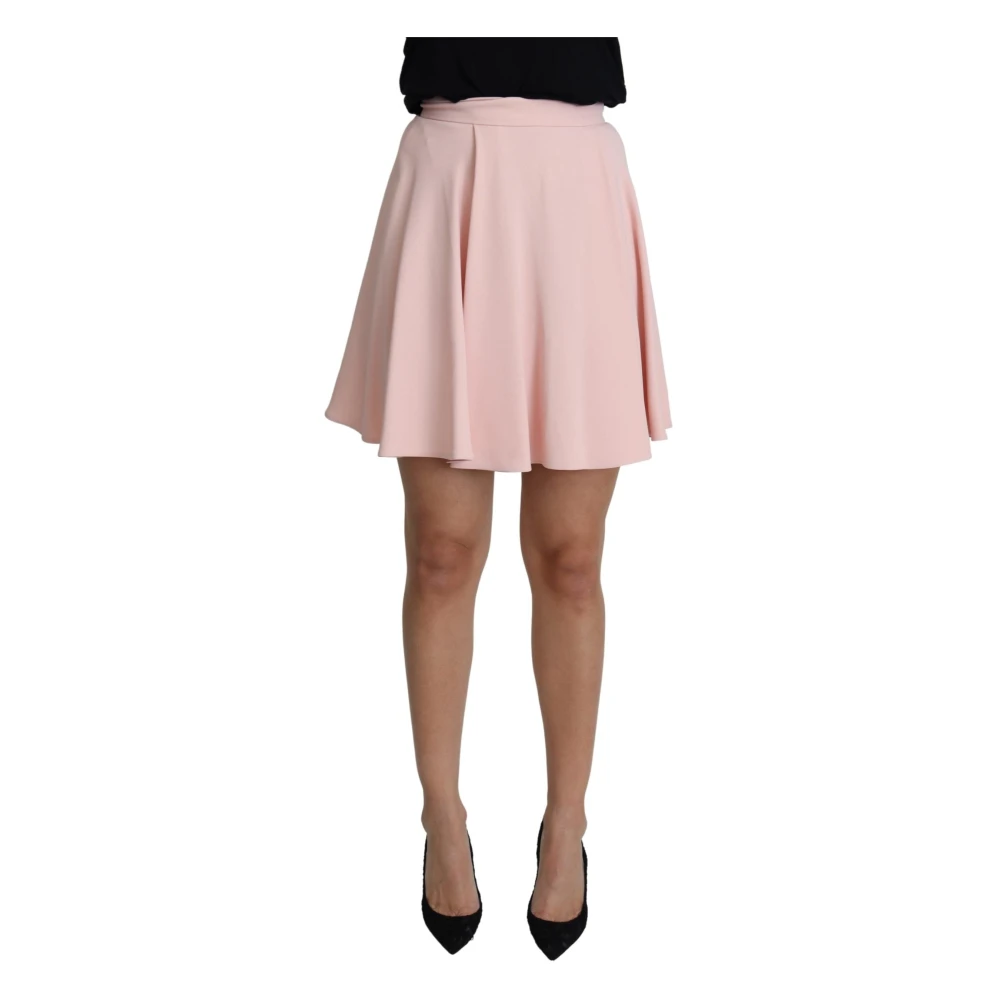 Dolce & Gabbana Women's Pink Midi Skirts, 2XS, Tuck Pleat Flare A-Line Mini Skirt