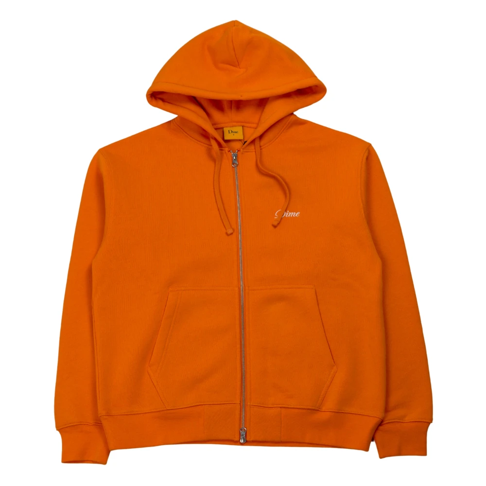 Dime Mtl Oranje Hoodie met Rits en Cursief Logo Orange Heren