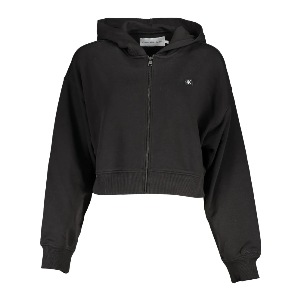Calvin Klein Women's Black Zip-Throughs,, Hoodie With Zip And Logo Large