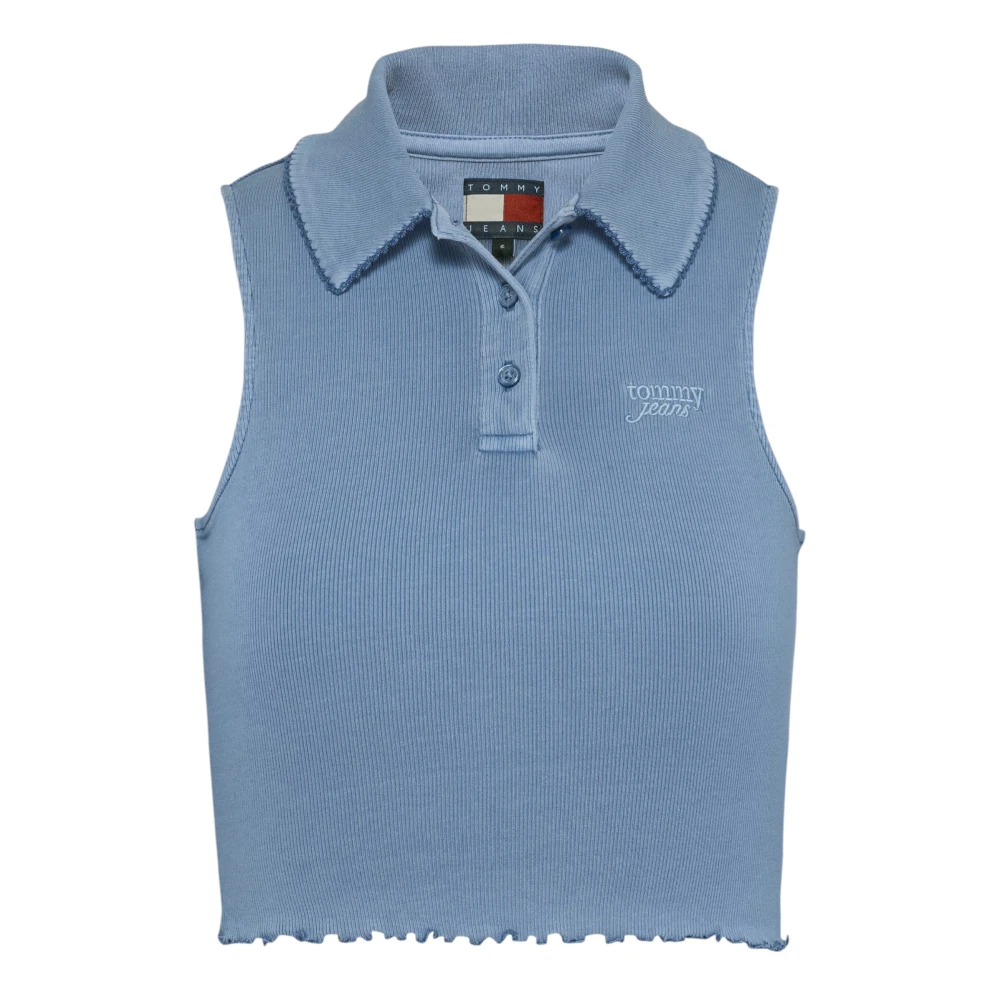 Tommy Jeans Blauwe Mouwloze Button-Up Top Blue Dames