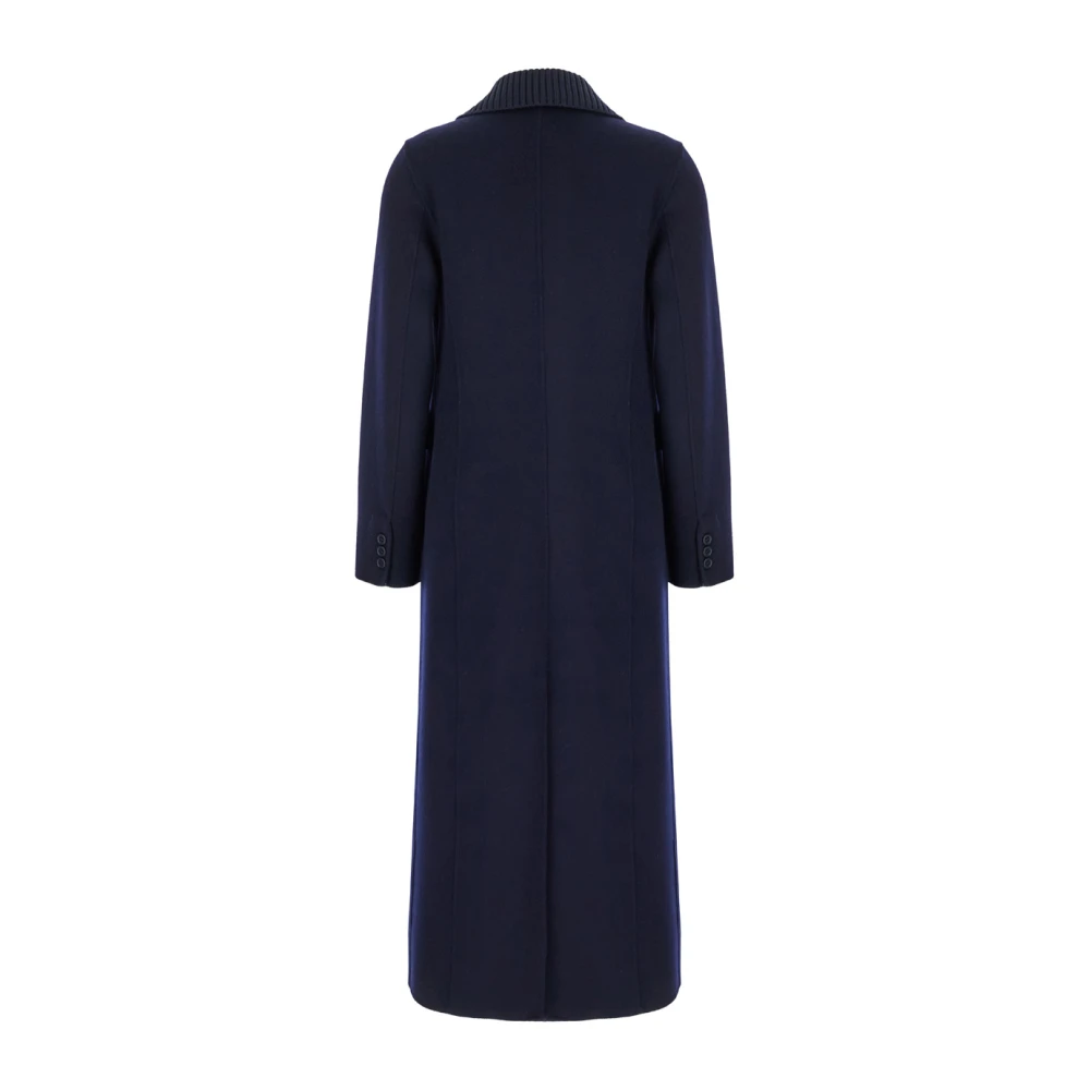 P.a.r.o.s.h. Blauwe Dubbelrijige Wollen Jas Blue Dames