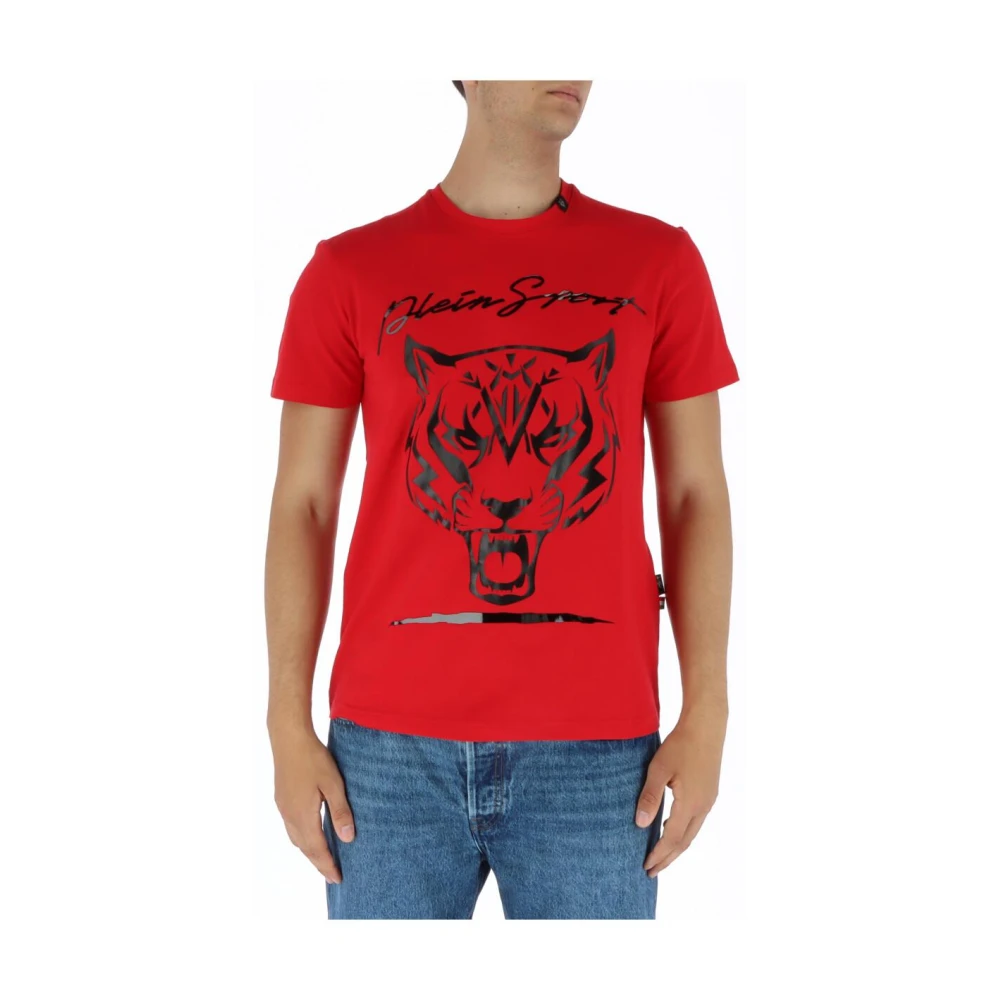 Plein Sport Men's Red Tiger Head Graphic Tee
