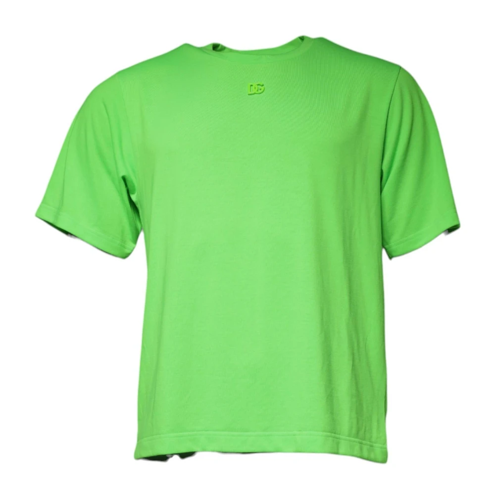 Dolce & Gabbana Men's Green T-Shirts, M, Logo Round Neck T-Shirt