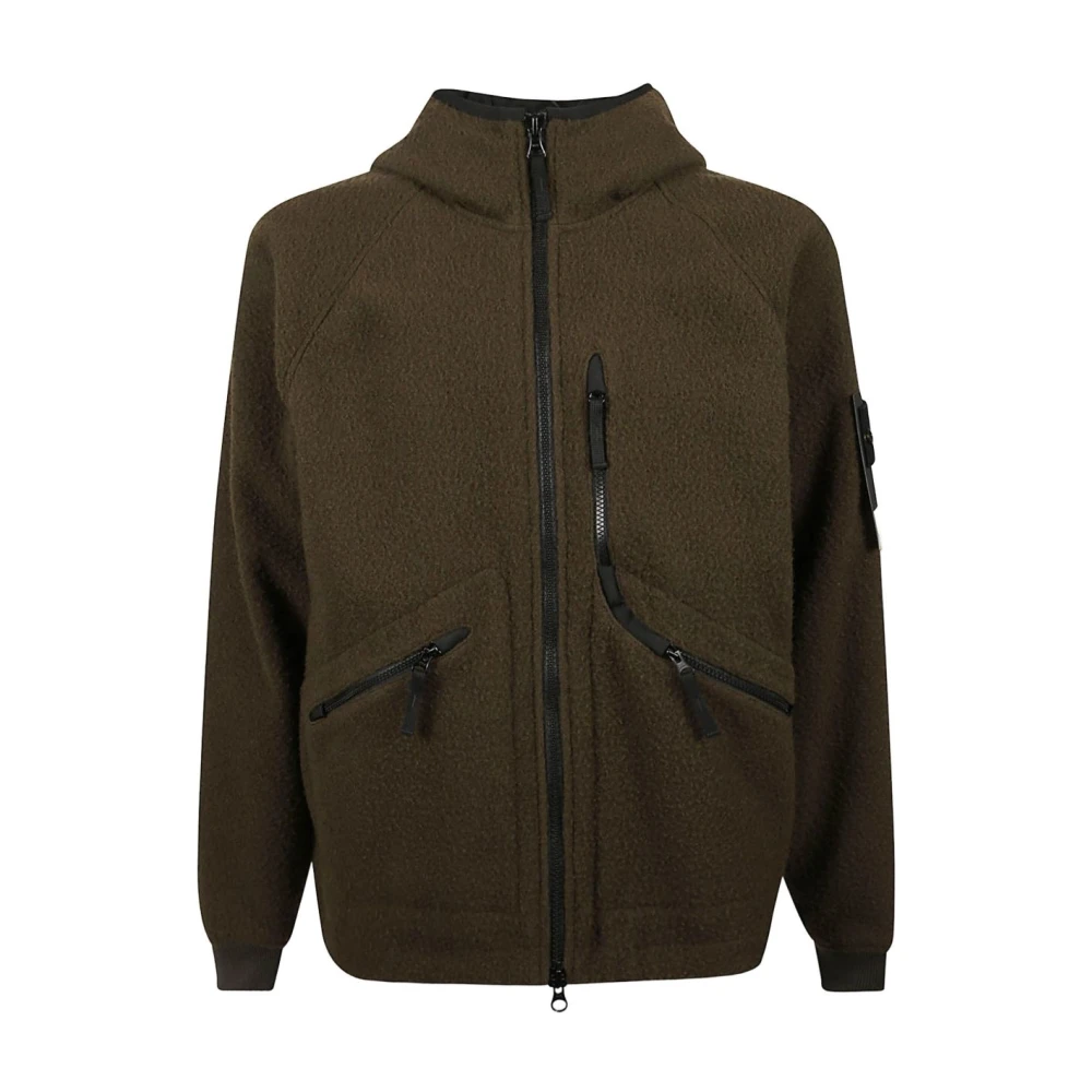 Stone Island Green Panno Ratinato Hooded Jacket - Male - Light Jackets - Xl - Jackets