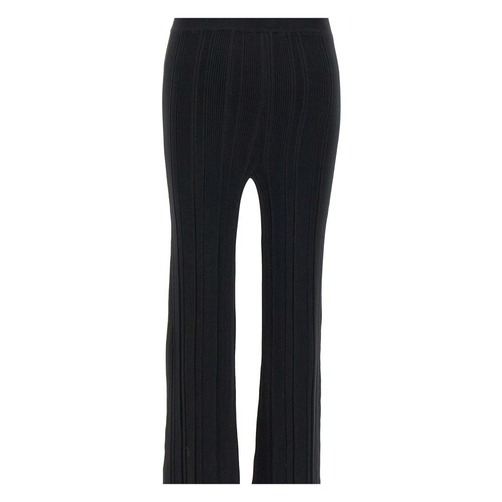 Remain Birger Christensen Zwarte Geribbelde Gebreide Elastische Taille Broek Black Dames