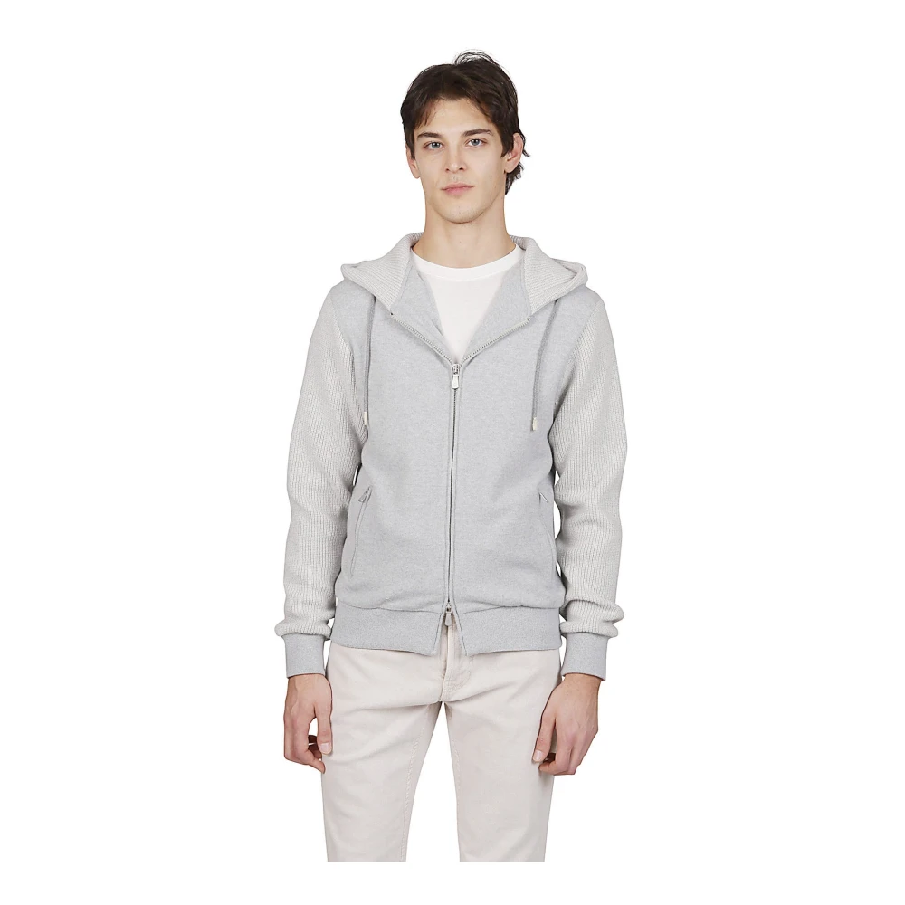 Eleventy Cashmere Hoodie Full Zip Jersey Gray Heren
