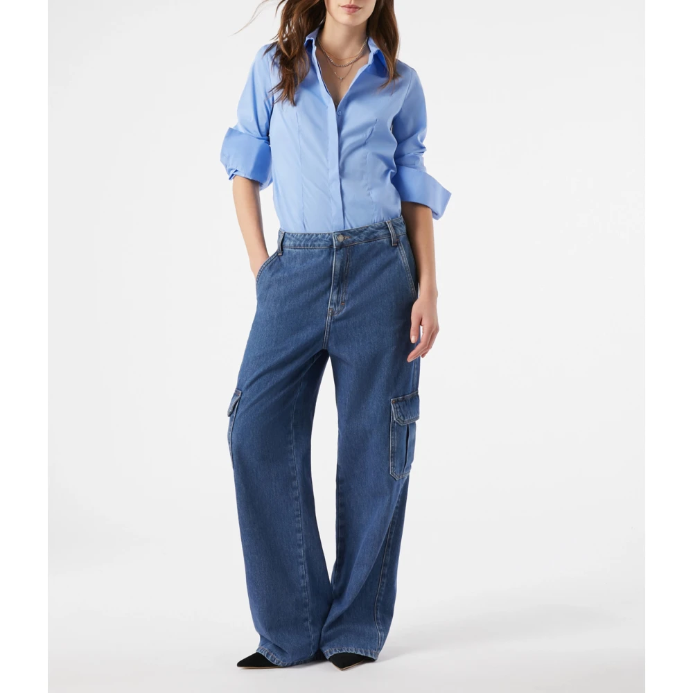 Pennyblack Slim Popeline Shirt Margaret Blue Dames