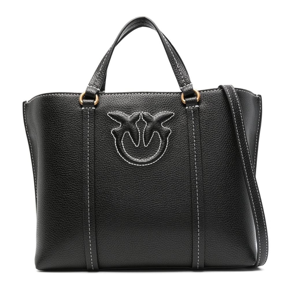 Pinko Antiek Gouden Miranda Shopper Mini Tas Black Dames