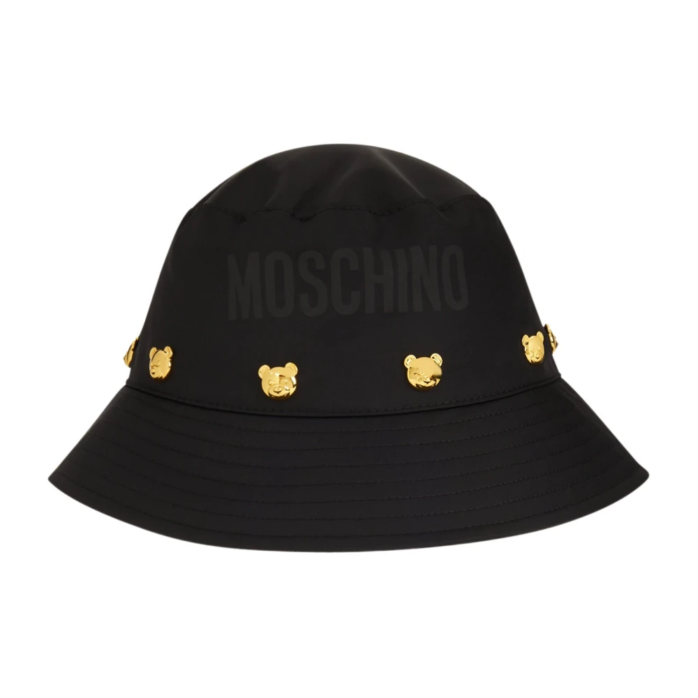 Moschino Zwarte Vissershoed met Logo Black Dames