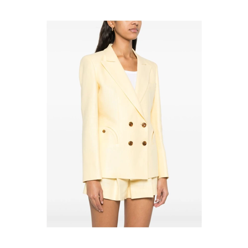Blazé Milano Boter Geel Double-Breasted Jas Beige Dames