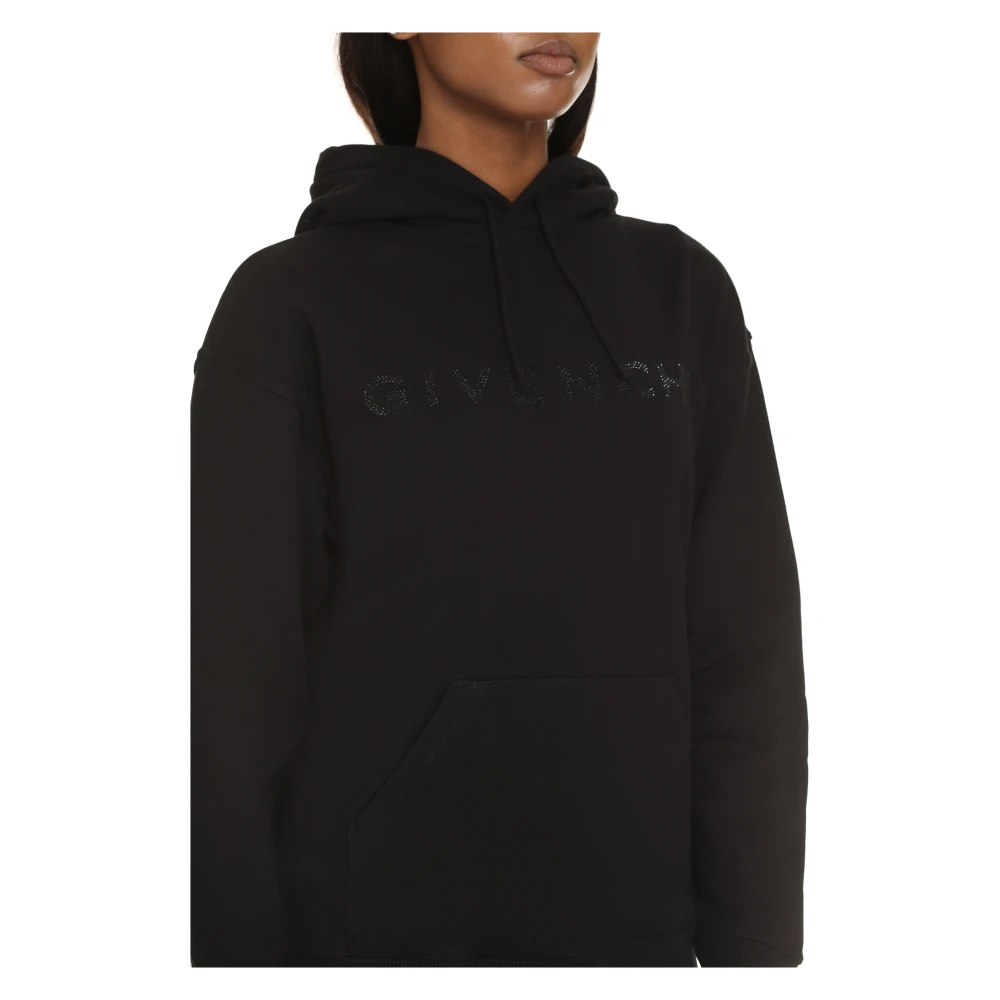 Givenchy Katoenen hoodie met geribbelde randen Black Dames