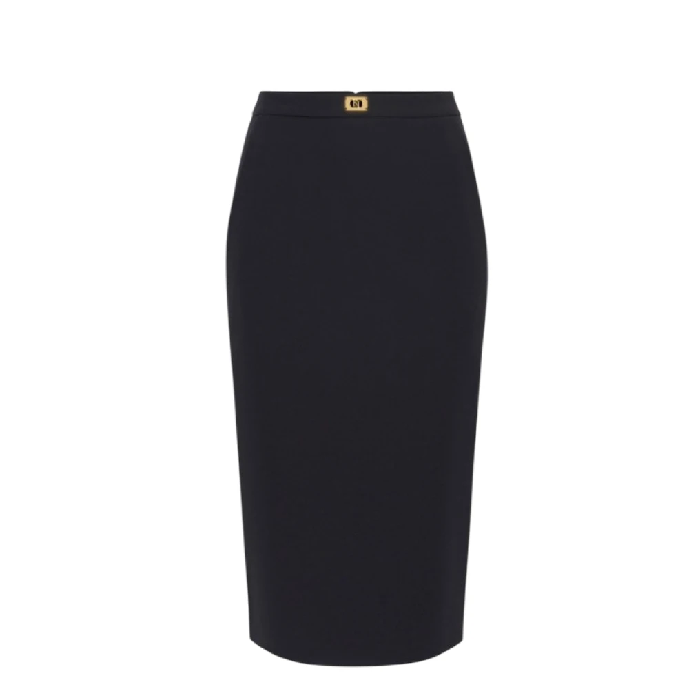 Elisabetta Franchi Zwarte rok met glanzende satijnen banden Black Dames