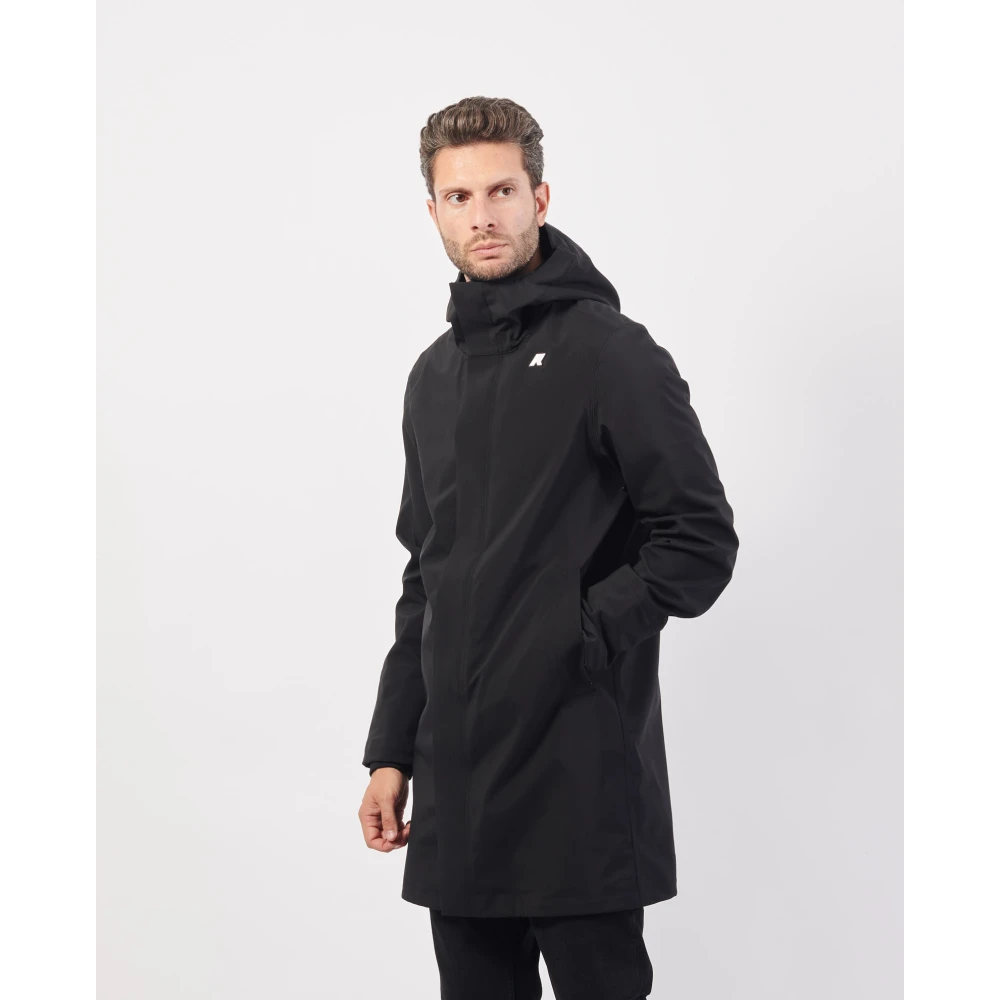 K-way Zwarte Lange Herenjas Slim Fit Black Heren