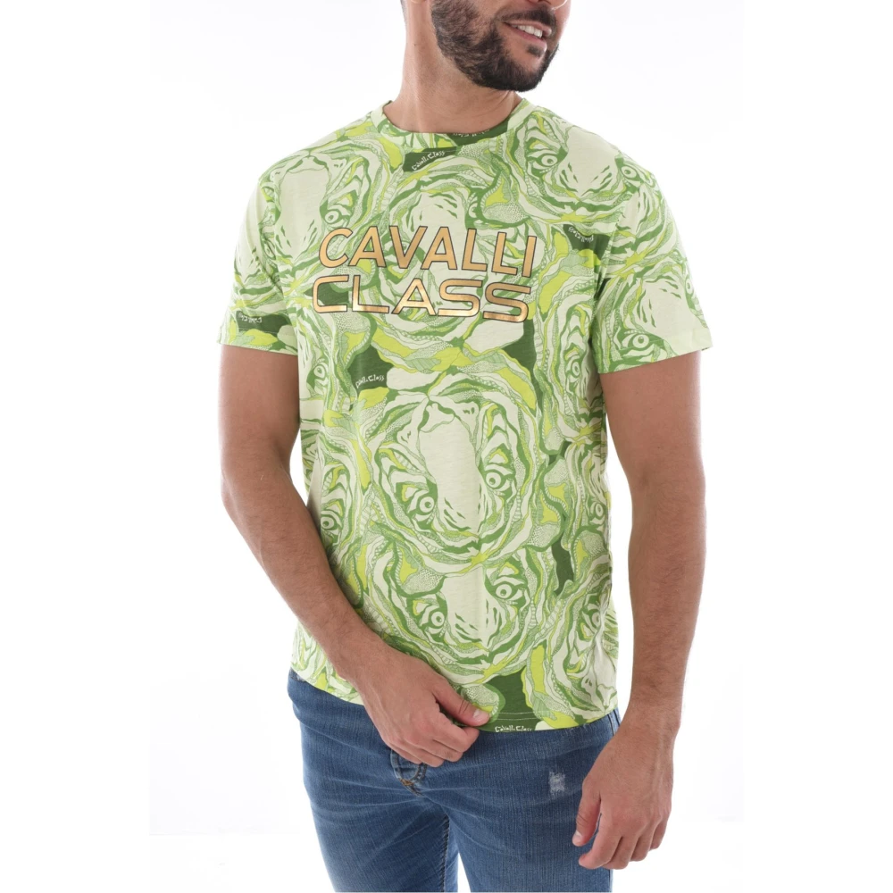 Cavalli Class Dierenprint Katoenen T-shirt Multicolor Heren