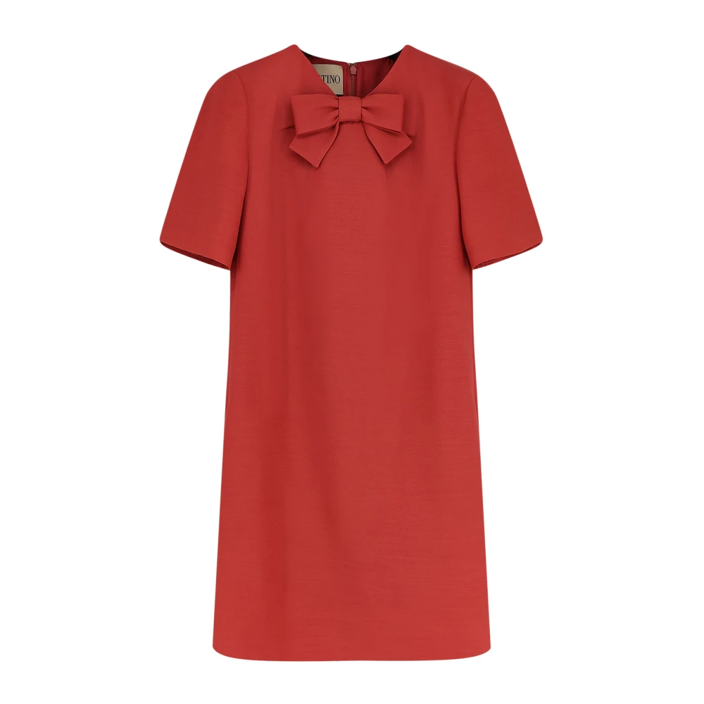 Valentino Women's Red Short Dresses, S, Bow-Detail Short Dress