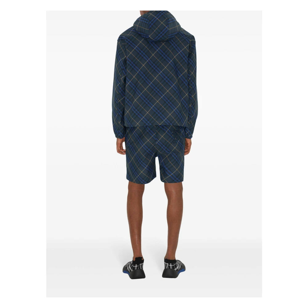 Burberry Blauwe Equestrian Knight Design Shorts Blue Heren