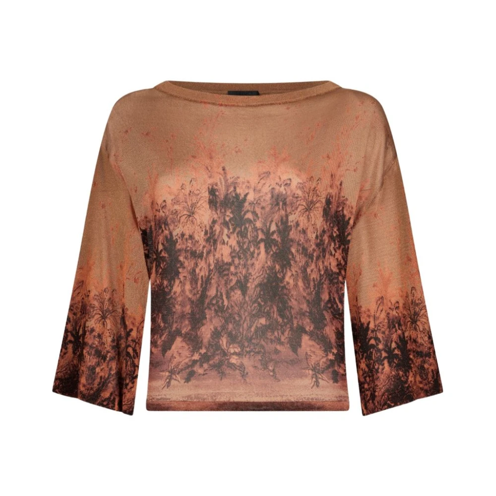 Liu Jo Women's Brown Round-Neck Knitwear, M, Printed Jumper