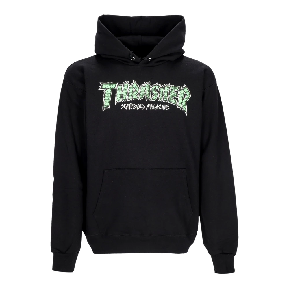 Thrasher Zwarte hoodie met kangoeroezak Black Heren