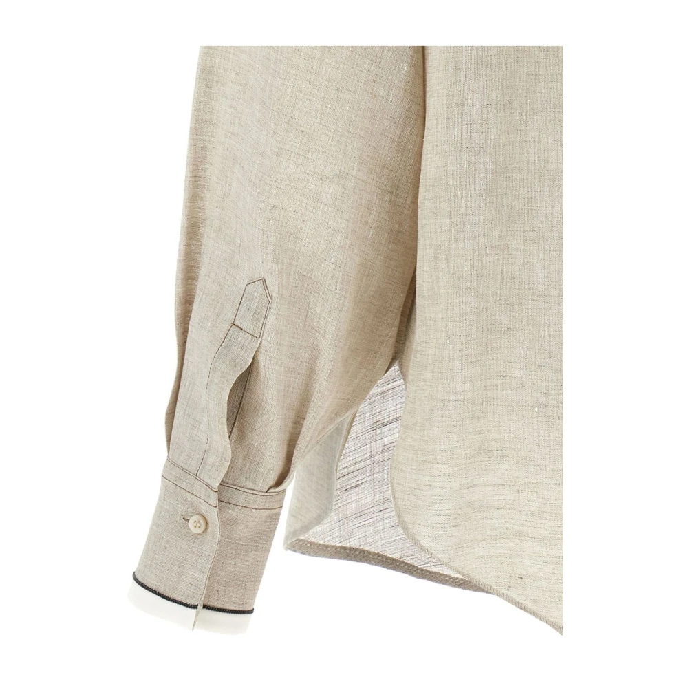BRUNELLO CUCINELLI Beige Overhemd met Zakken Beige Dames