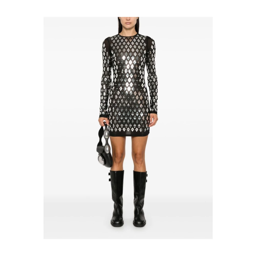 Paco Rabanne Zwarte Feestjurk met Metalen Details Black Dames
