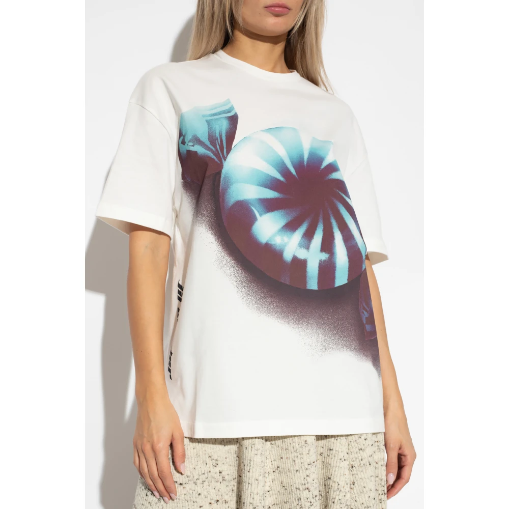 Jil Sander Bedrukt T-shirt White Dames