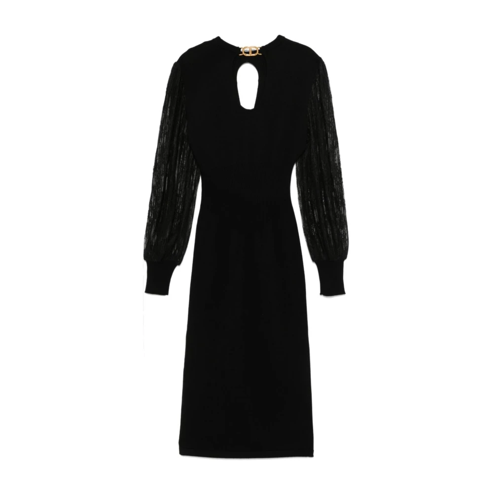 Twinset Zwart Kant Panel Jurk Black Dames