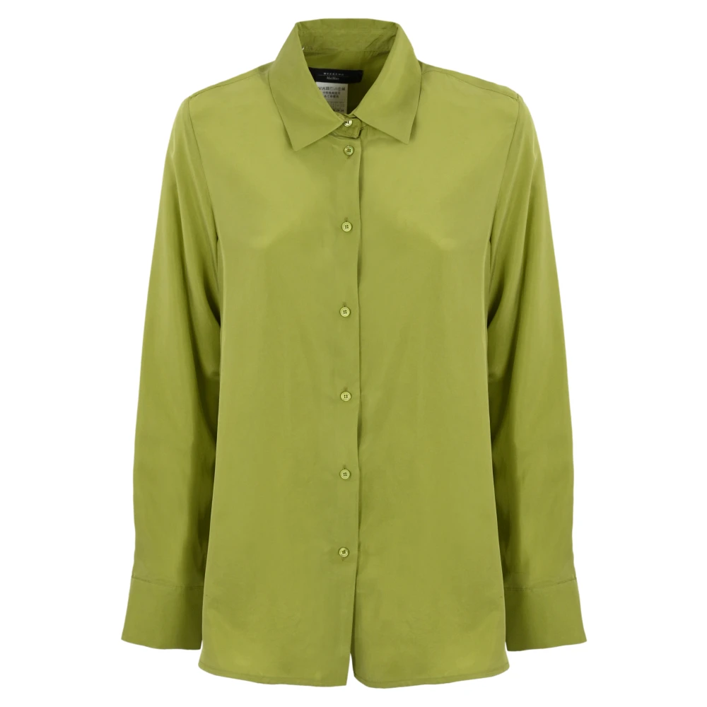Max Mara Weekend Zijden Overhemd Lange Mouw Lila Green Dames