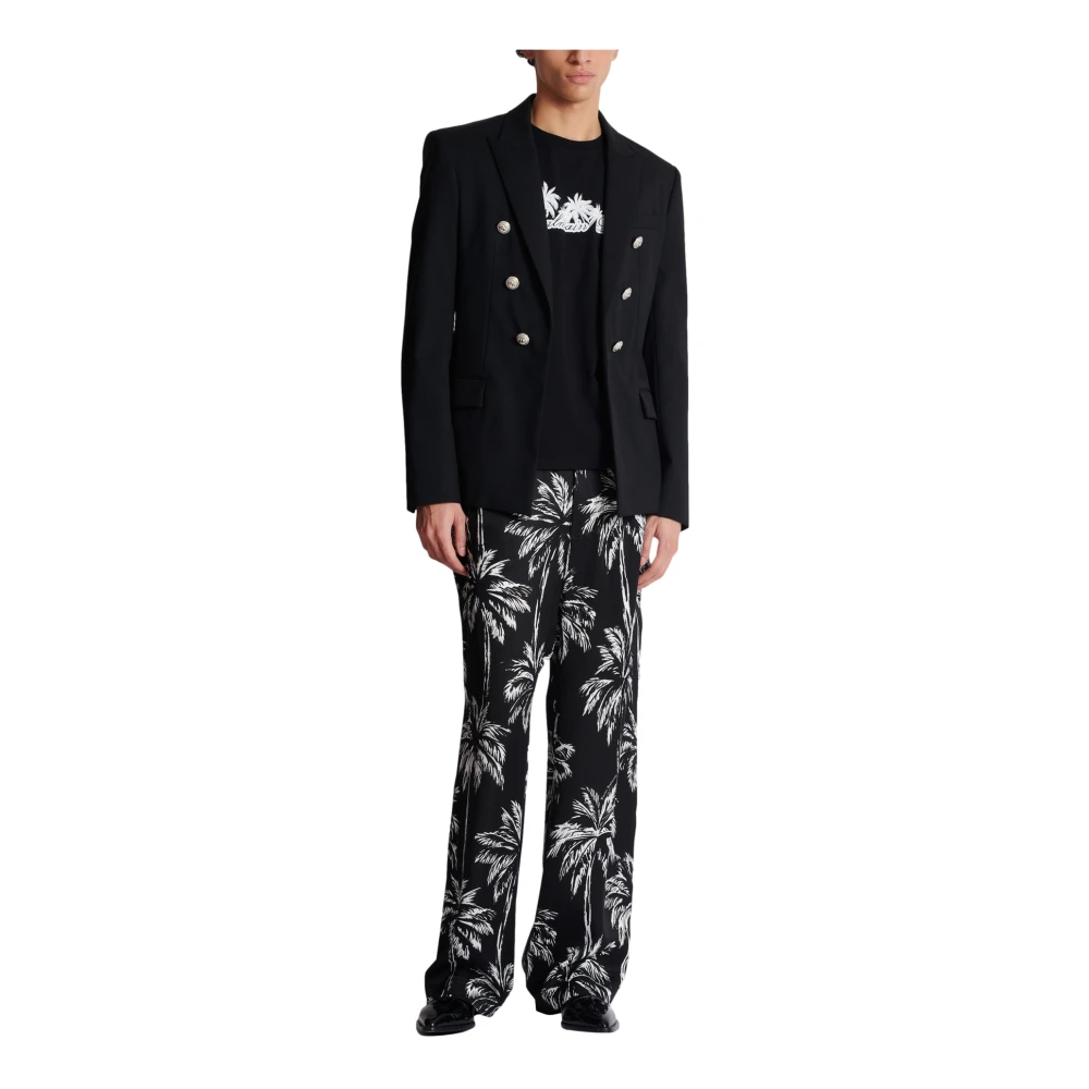Balmain Wollen 6-knoops jas Black Heren