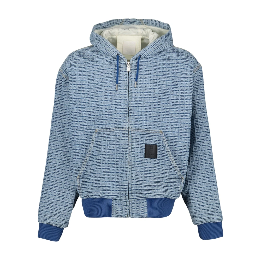 Givenchy Men's Blue Denim Zip Sweatshirt With Hood 4G