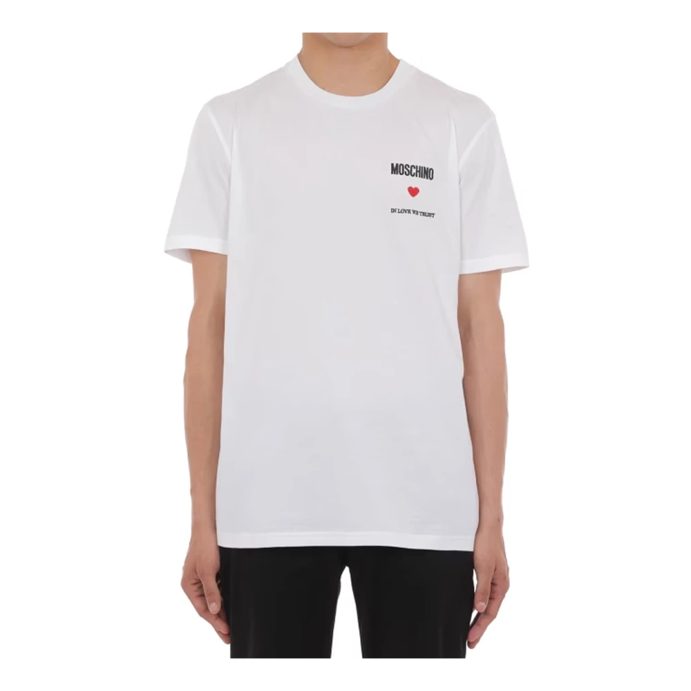 Moschino Witte T-shirt In Love We Trust White Heren