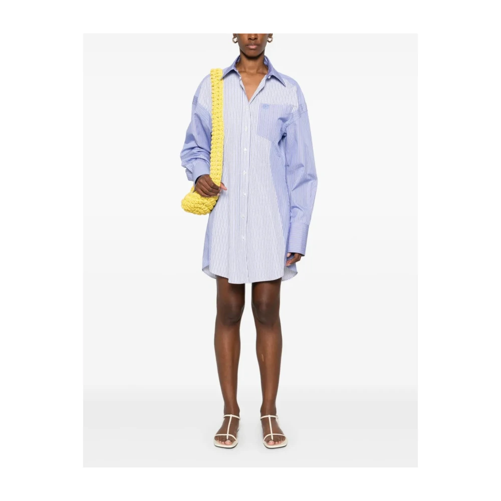 Stella Mccartney Gestreepte Shirt Mini Jurk Blue Dames