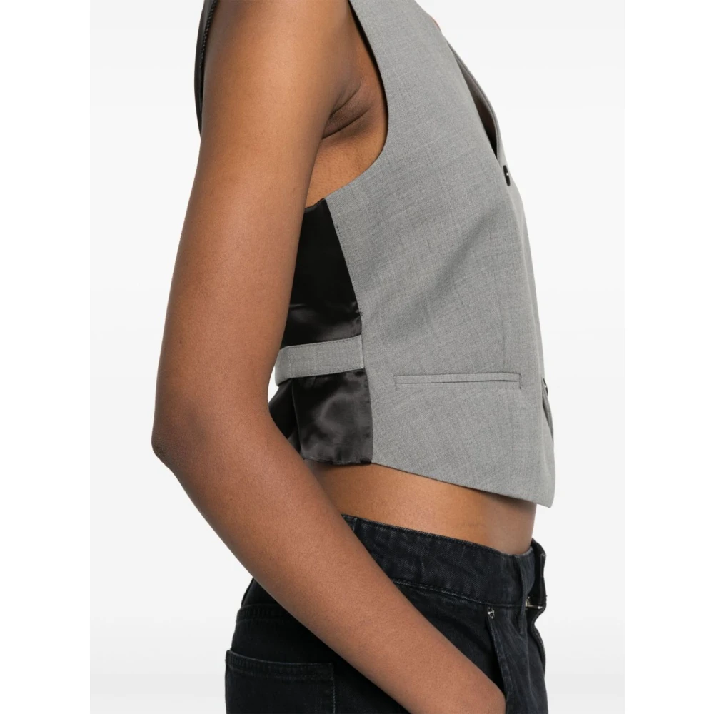 Filippa K Grijze V-hals trui met knoopsluiting Gray Dames
