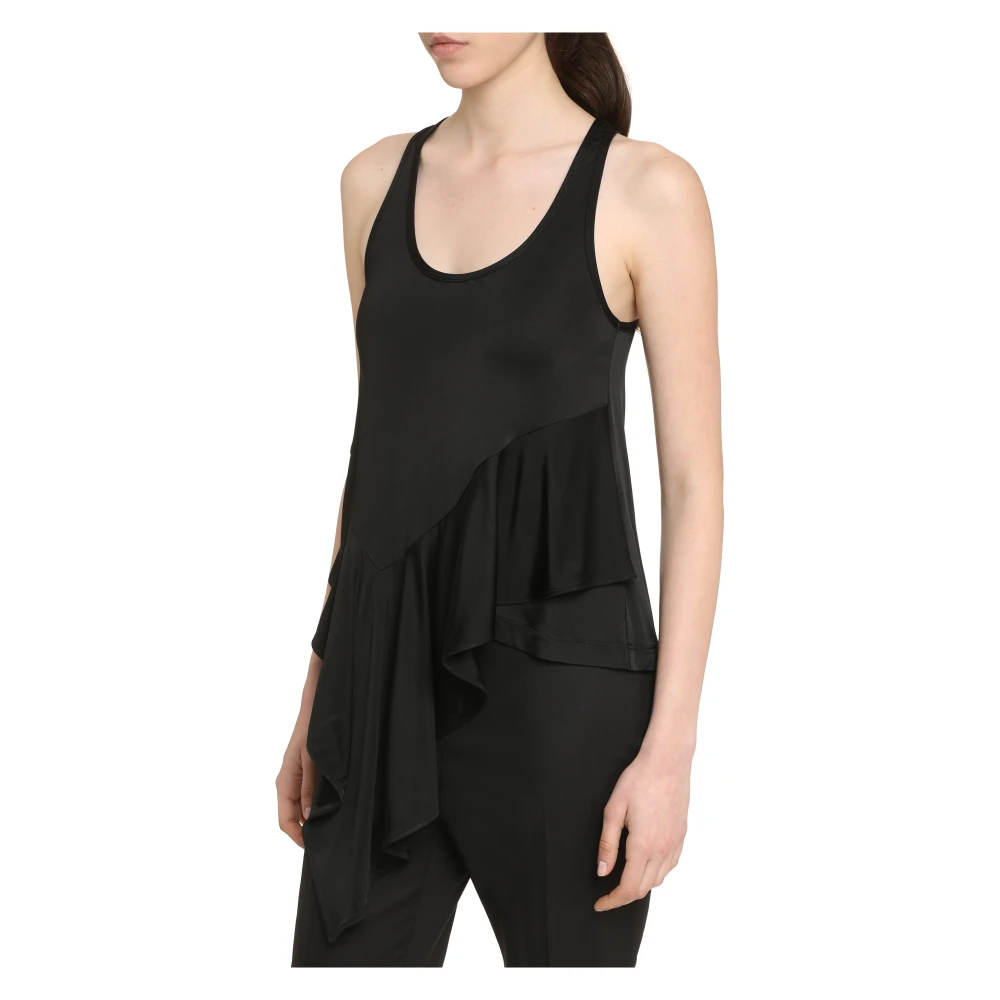 Stella Mccartney Jersey Top met Gerimpelde Zoom Black Dames