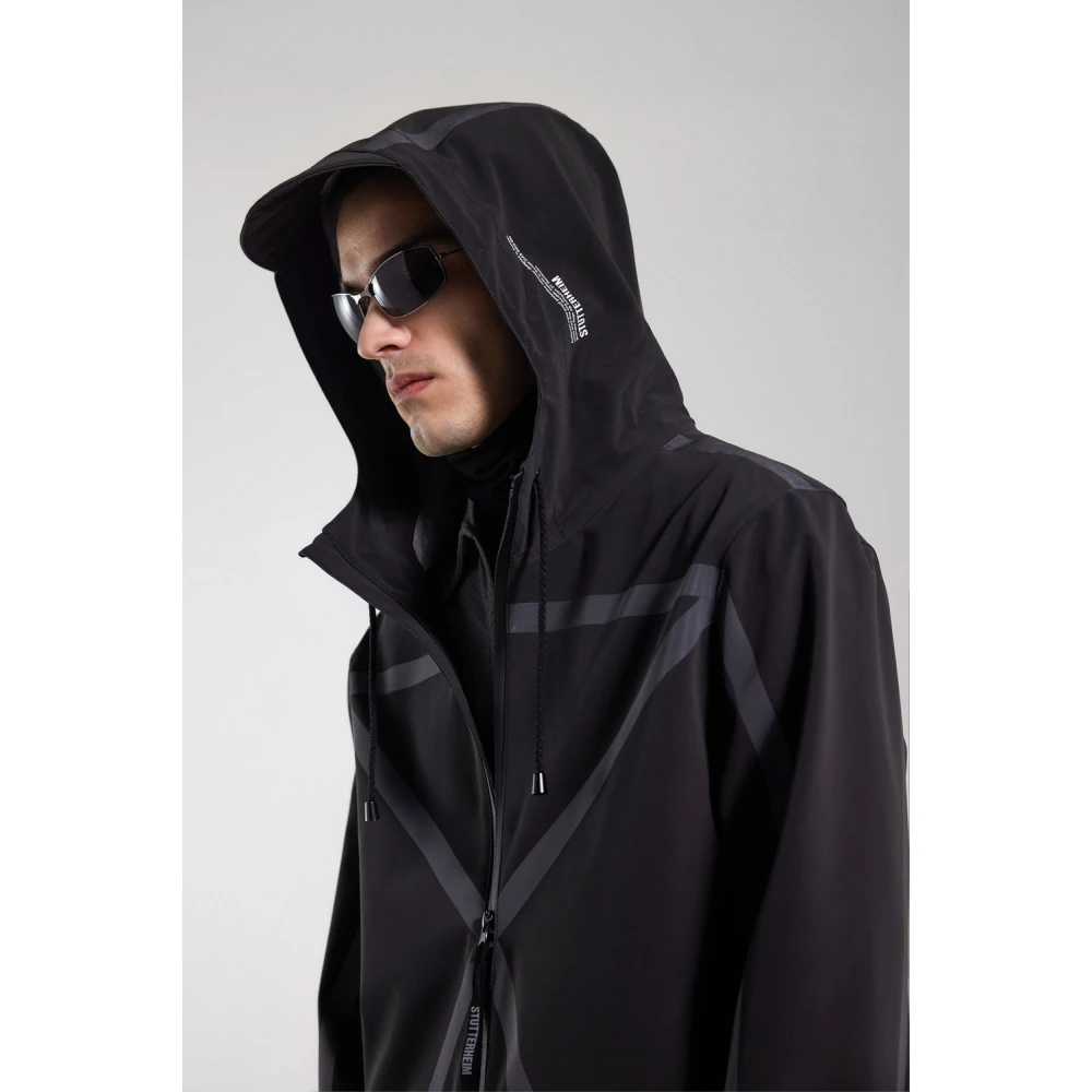 Stutterheim Lichtgewicht Waterdichte Regenjas met Reflecterende Strepen Black Heren