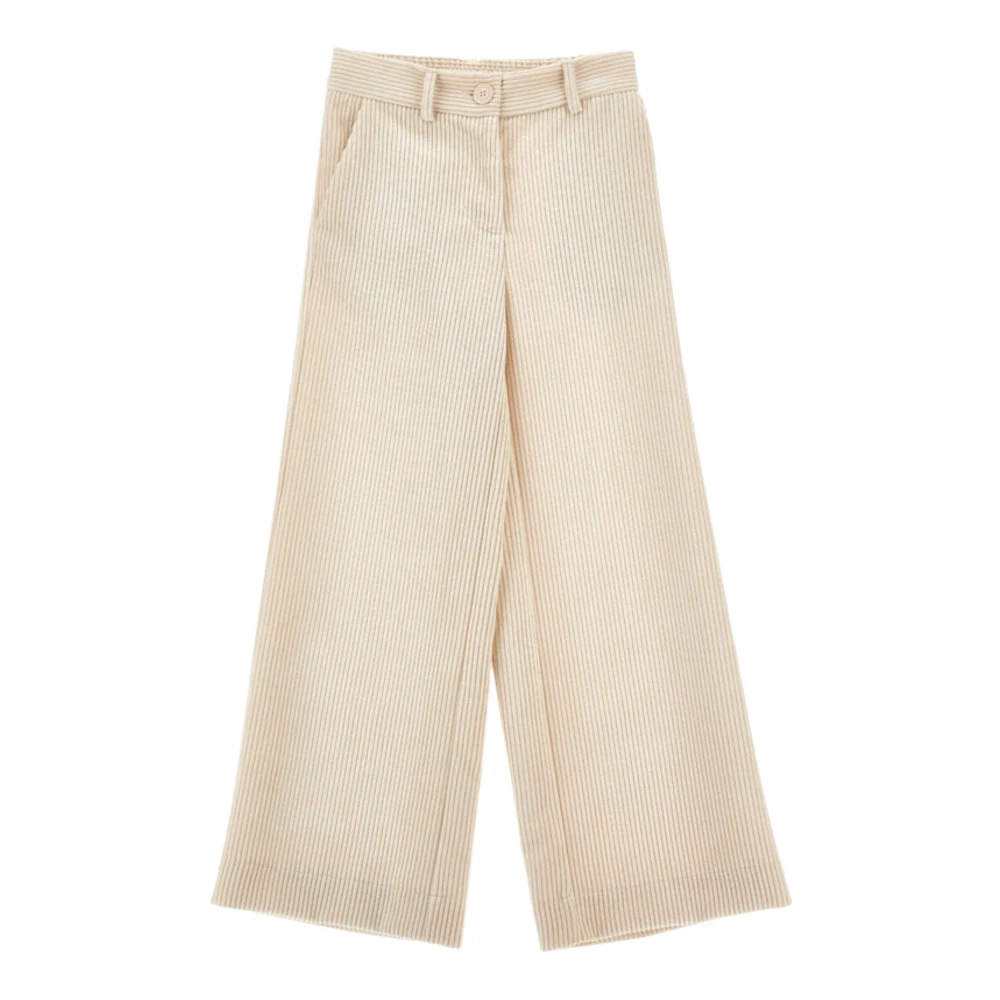 Monnalisa Girls Beige Trousers, 10 Y, Velvet Cream Trousers