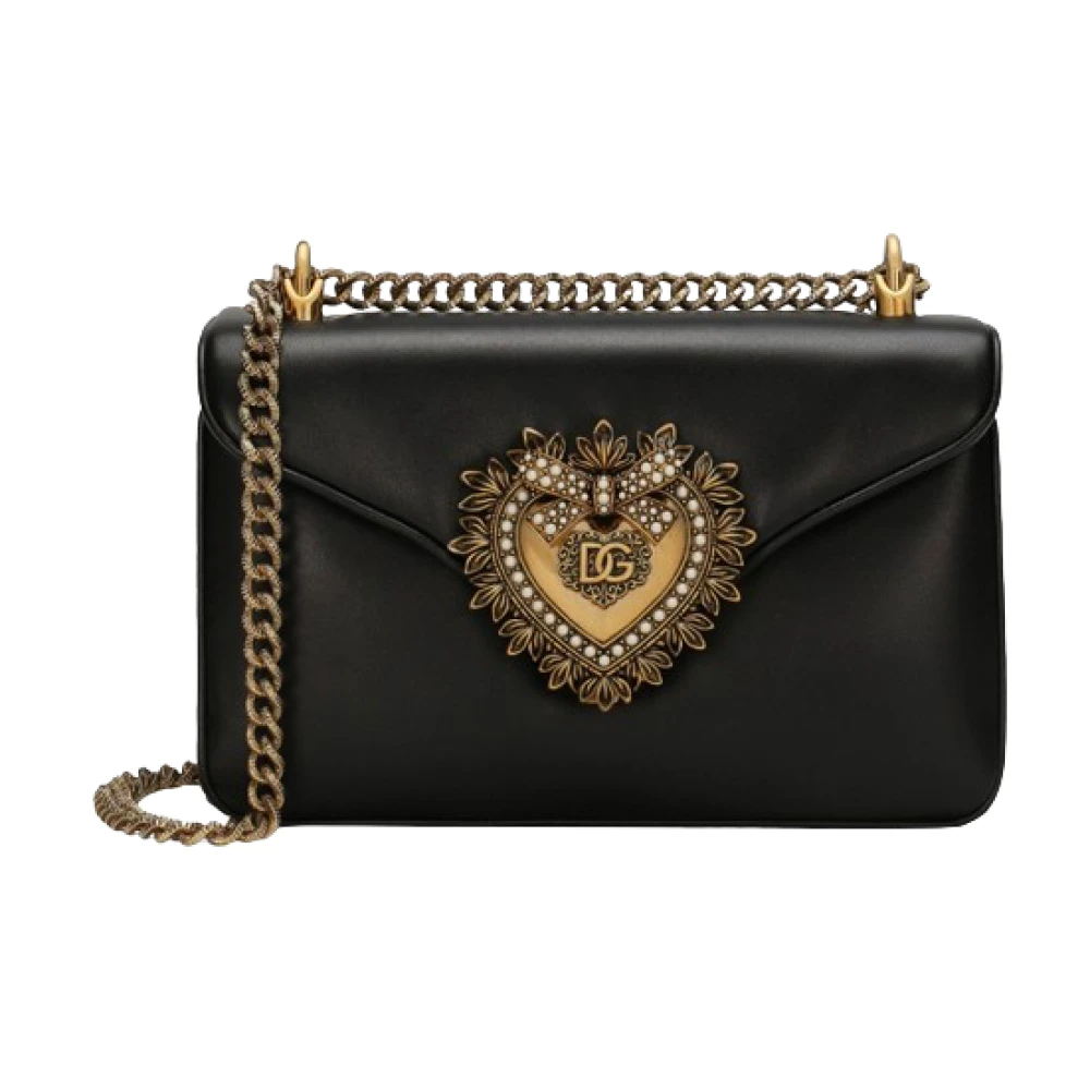 Dolce & Gabbana Women's Black Nappa Plonge Leather Devotion Bag - Shoulder Bags - One Size - Bags