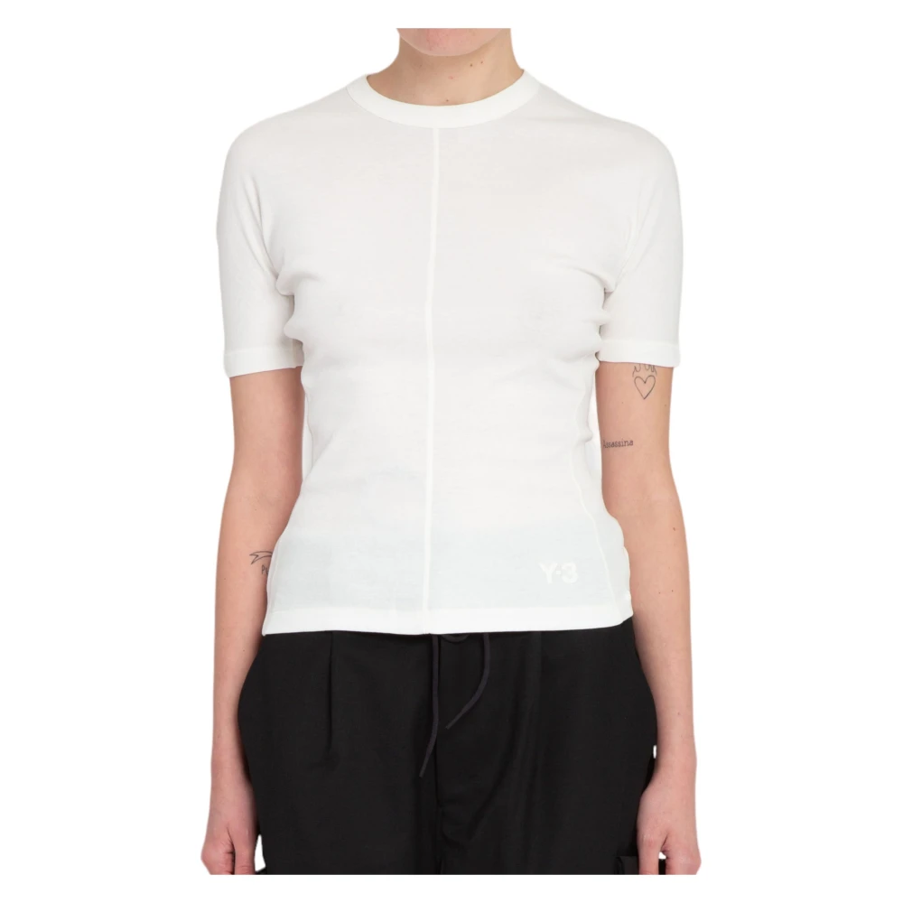 Y-3 Off White Aansluitend T-shirt met Korte Mouwen White Dames