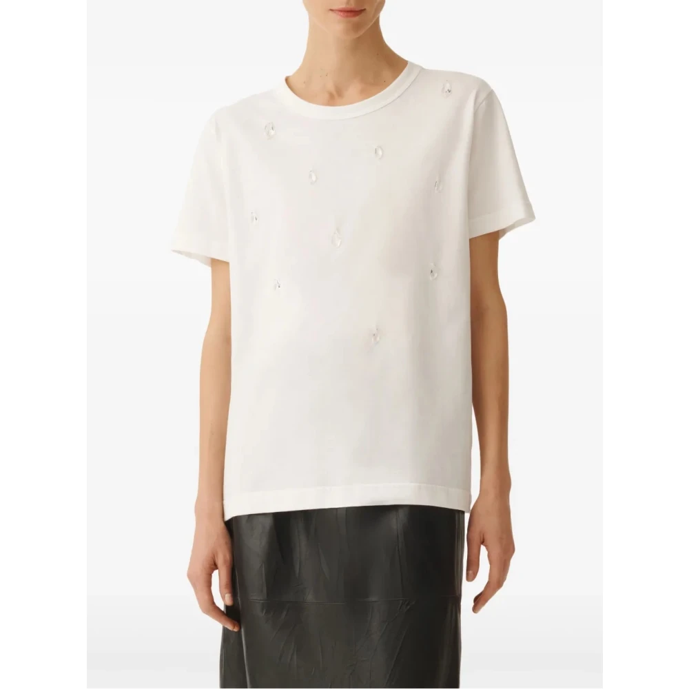 Fabiana Filippi Jersey T-shirt voor vrouwen Beige Dames