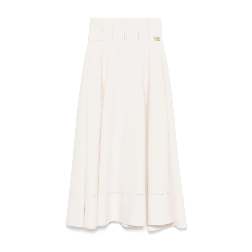 Elisabetta Franchi Witte Midi Rok met Tailleband Yellow Dames