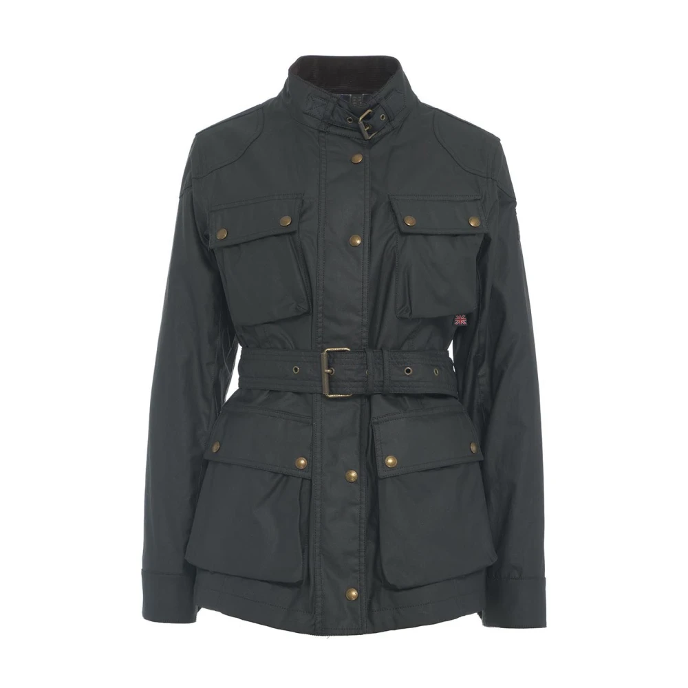 Belstaff Elegant Svart Vaxad Jacka Black, Dam